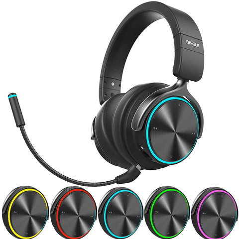 Luxury Metal RGB Over Ear Stereo Bluetooth Wireless Gamer Headset